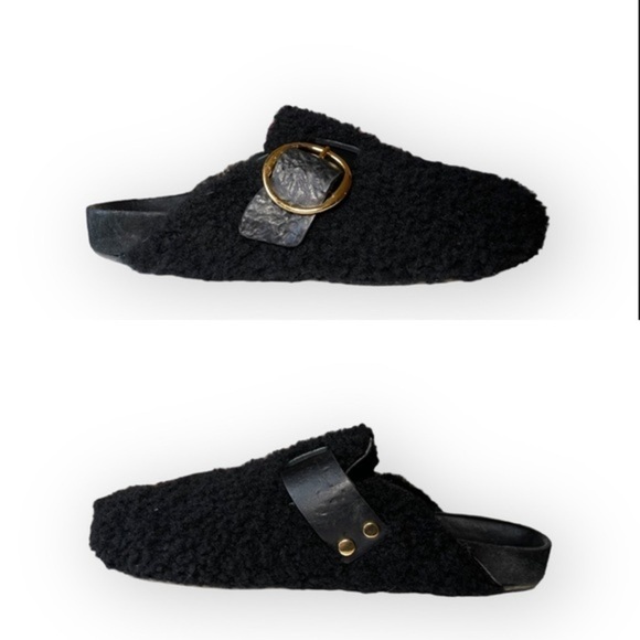 Isabel Marant Mirvin Backless Shearling Clogs Mules Black size EU38 US 8 - Picture 2 of 16